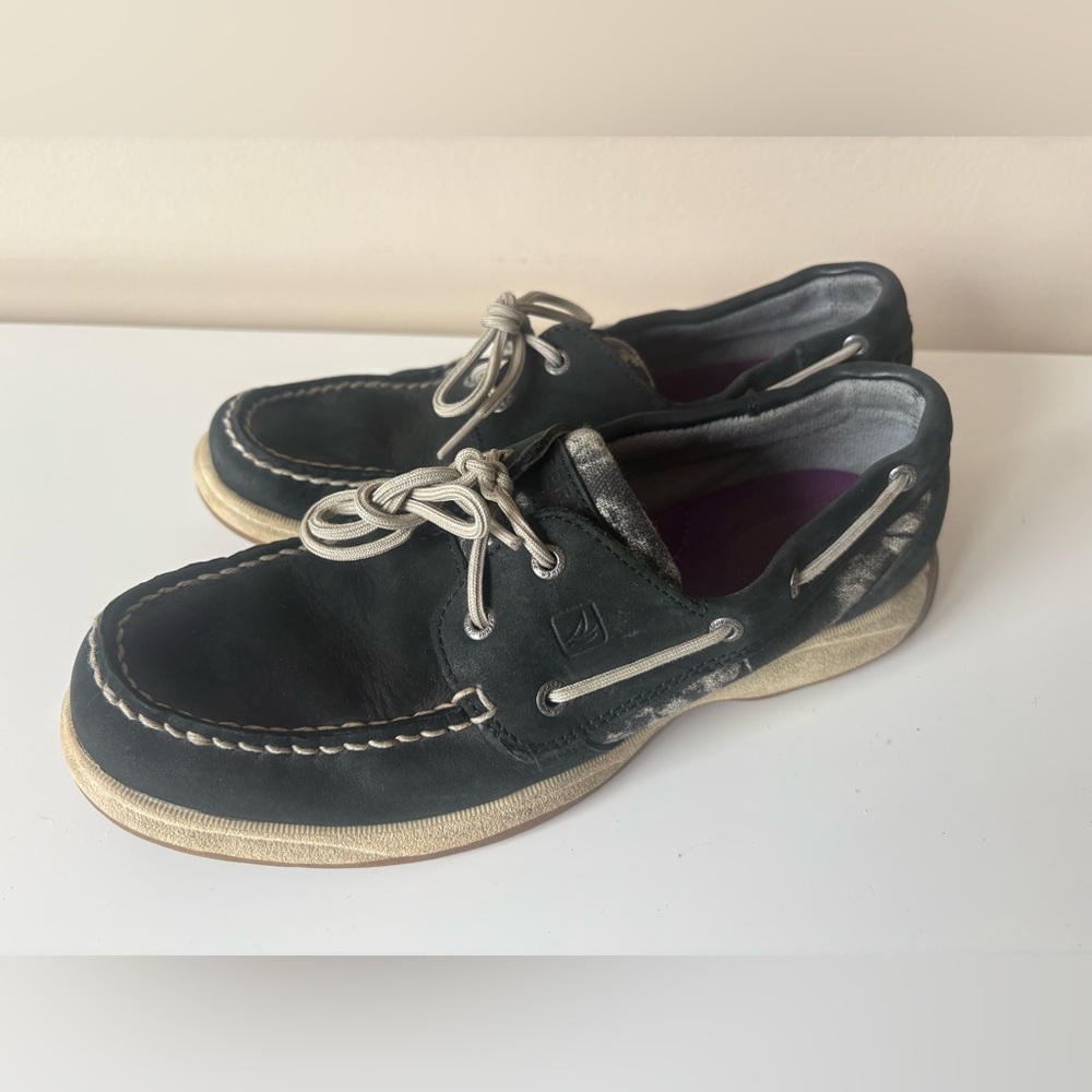 Sperry Top-Sider Intrepid Black Silver Boat Shoes Women’s Size 9